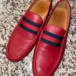 Red Gucci Driver Loafers